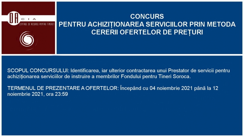 Concurs pentru achiziționarea serviciilor de instruire