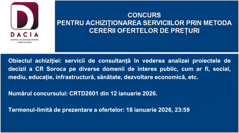 Concurs pentru achiziționarea bunurilor prin metoda cererii ofertelor de prețuri