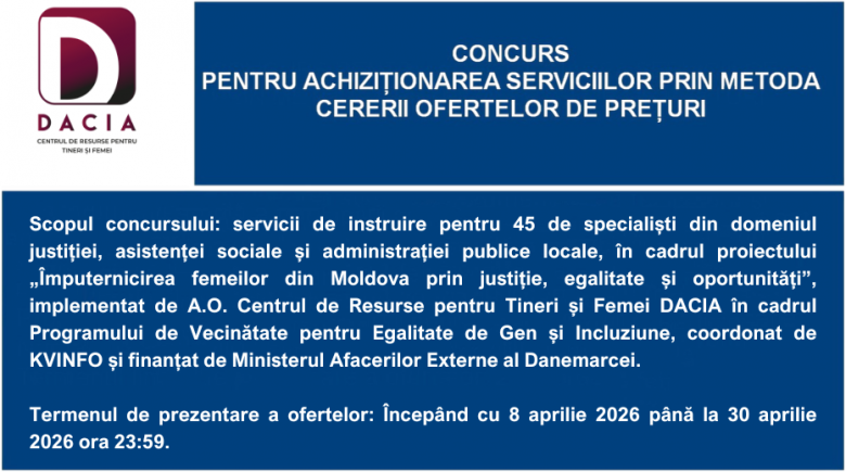 Concurs pentru achiziționarea serviciilor de instruire