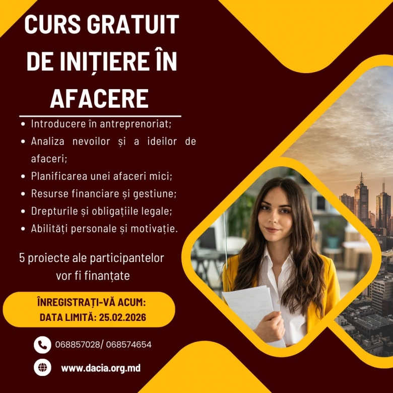 Femeile din Soroca sunt invitate la un curs gratuit de antreprenoriat