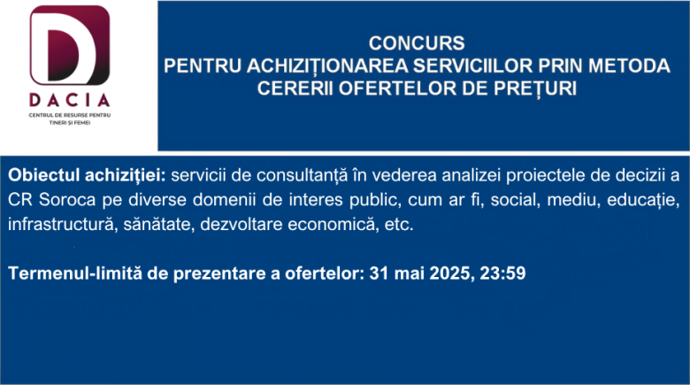 Concurs pentru achiziționarea bunurilor prin metoda cererii ofertelor de prețuri