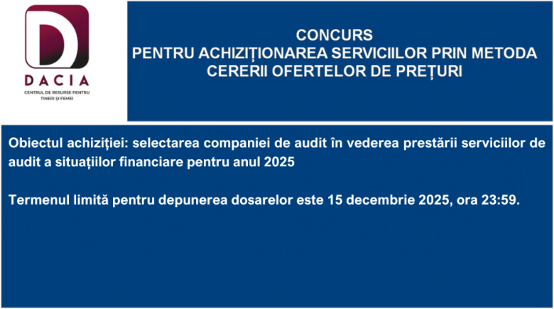 Invitație publică privind depunerea ofertelor pentru selectarea unei companii de audit
