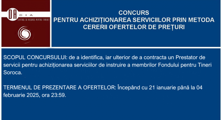 Termen extins la Concursul pentru achiziționarea serviciilor de instruire 